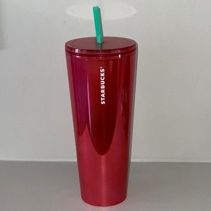 Starbucks iridescent red tumbler with straw-NWT